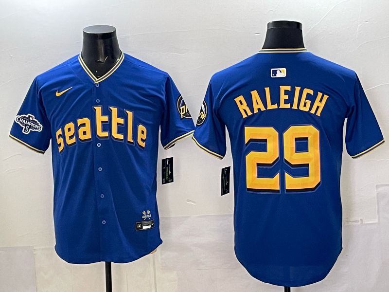 Men 2025 Seattle Mariners #29 Raleigh Blue City Edition Nike MLB Jersey style 81